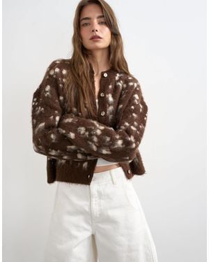 TOPSHOP – angeraute strickjacke - Braun