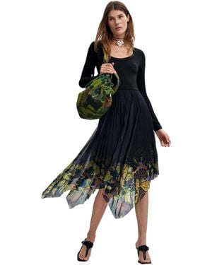 Desigual Midikleid mit maxi-ärmeln m. c. lacroix - Schwarz