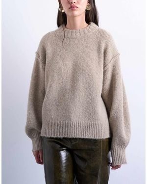TOPSHOP Fluffy Knit Exposed Seams Easy Sweater - Gray
