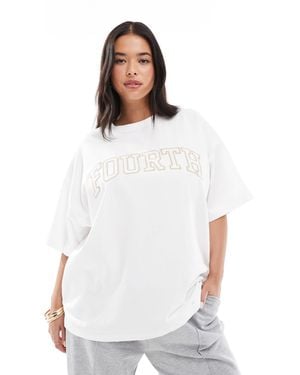 4th & Reckless T-shirt oversize avec logo en maille - Blanc