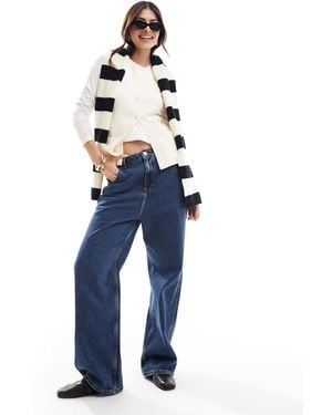 Glamorous Ribbed Stripe Scarf - Blue