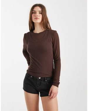 Cotton On Micro Low Rise Denim Mini Skirt - Brown