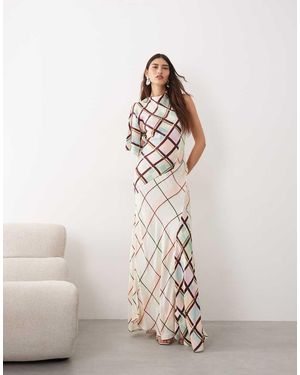 ARRANGE Cowl Neck Asymmetric Maxi Dress - Natural