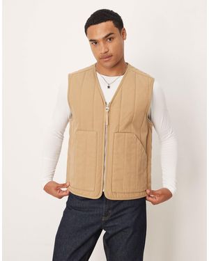 ARKET Veste matelassée sans manches à col v - beige - Neutre