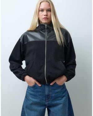 ASOS Jack Met Opstaande Kraag En Rits Met Pu-Paneel - Blauw