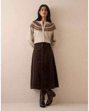 Nobody's Child Fair Isle Print Chunky Cardigan - Natural