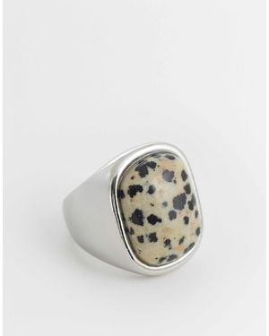 ASOS Chunky Ring With Dalmatian Jasper Stone - Metallic