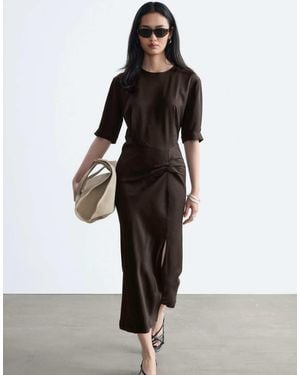 & Other Stories Jurk Met Structuur En Gerimpelde Taille - Wit
