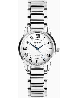 Sekonda Reloj Clásico Con Esfera Blanca De 28 Mm Y Pulsera De Aleación Para Mujer Beaumont De - Blanco