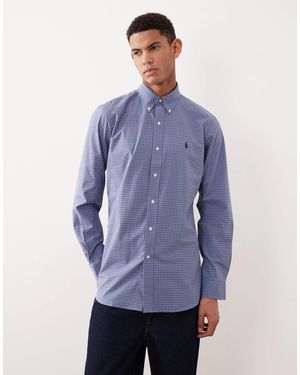 Polo Ralph Lauren Chemise ajustée en popeline à logo emblématique - moyen - Bleu