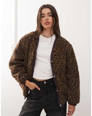 Vans Suffolk Cheetah Check Pile Coat - Brown