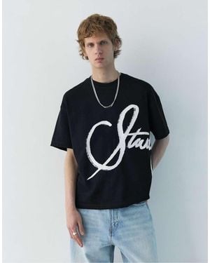Pull&Bear Stwd Graffiti T-Shirt - Grey