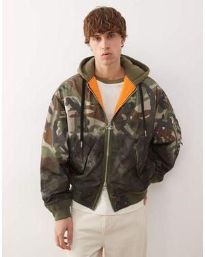 Aape By A Bathing Ape Aape By A Bathing Ape Heavyweight Hooded Bomber Jacket - Multicolour