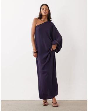Mango Hardware Detail One Shoulder Maxi Dress - Blue