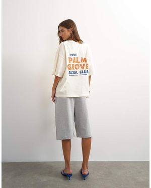 TOPSHOP Graphic 'palm Grove' Oversized T-shirt - White