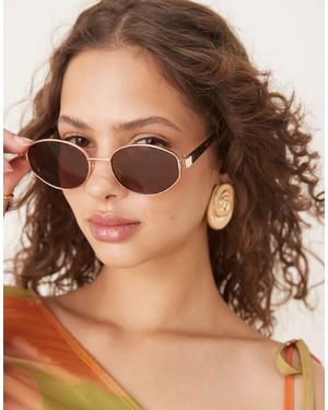 ASOS – ovale sonnenbrille aus roséem metall mit bügeln - Grau