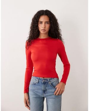 Miss Selfridge Sculpted Long Sleeve Tshirt - Red