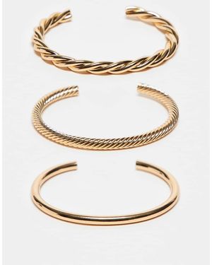 Accessorize Confezione Da 3 Bracciali Rigidi Dorati Attorcigliati - Metallizzato
