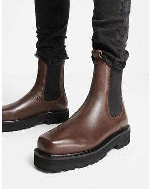 ASRA – cacti – chelsea-stiefel aus em leder mit eckiger zehenpartie und hohem schaft - Schwarz