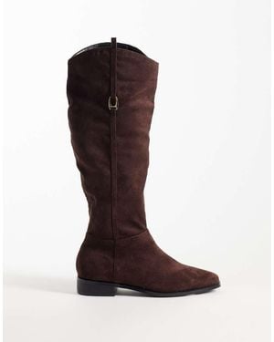 Public Desire Trench Riding Boots - Brown
