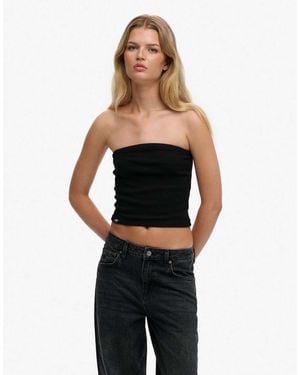 Superdry Athletic Essentials Jersey Bandeau Top - Black