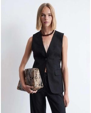 & Other Stories Deep V-neck Waistcoat With Hourglass Waist - Blue