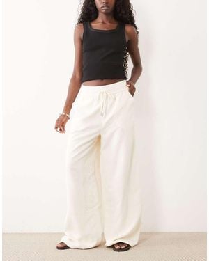 ASOS Pull On Waist Wide Leg Cord Trousers - White