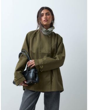 ASOS Cape Detail Trench With Plaid Liner - Green