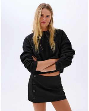 Bershka Minirock mit knopfleiste - Schwarz
