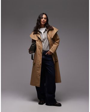 Urbancode Gabardina Larga Con Detalle De Capa De -Neutro - Gris