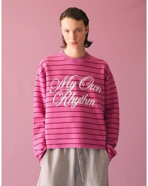 Bershka Stripe Print Jumper - Pink