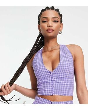 Heartbreak Tall Halter Neck Cropped Waistcoat Co-ord - Purple