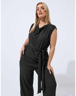 Yours Clothing Textured Sleeveless Top - Black