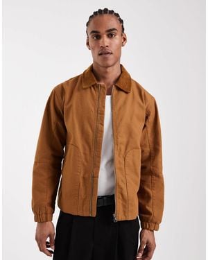 Only & Sons Heavyweight Barn Jacket With Cord Collar - Brown