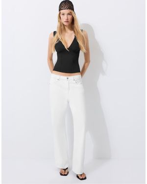 Stradivarius Fitted Wide-strap Top - White