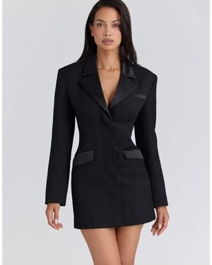 House Of Cb Ellis Satin Trimmed Hourglass Blazer Dress - Black
