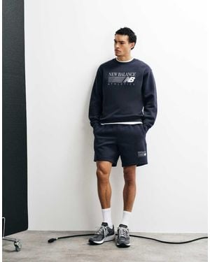 New Balance Reimagined Graphic Fleece 7 Inch Shorts - Blue