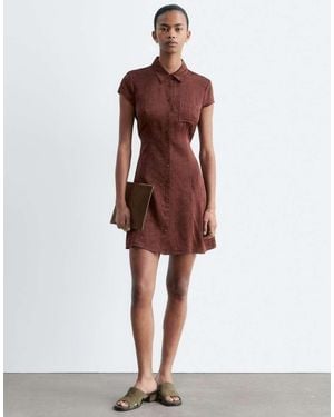 & Other Stories Short Sleeved Jacquard Shirt Dress - Brown
