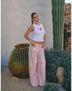 South Beach X Liv Silverman Sequin Wide Leg Trouser - Green