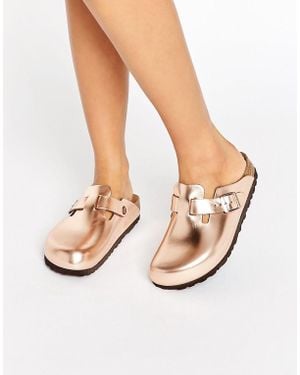 Birkenstock Boston Metallic Copper Narrow Fit Slip On Clogs