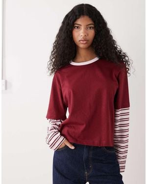 Collusion Double Layer Long Sleeve Tshirt - Red