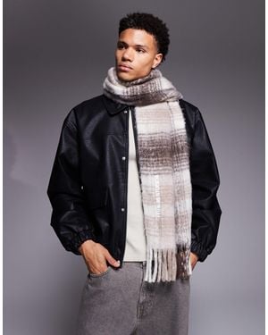 River Island Brushed Check Scarf - Gray