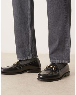 Walk London Torbole Snaffle Trim Loafers - Black