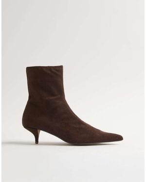 River Island Faux Suede Pointed Toe Sock Boots - Brown