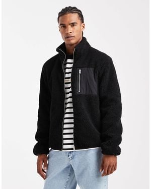 Jack & Jones Fleece Jacket With Pocket - Black