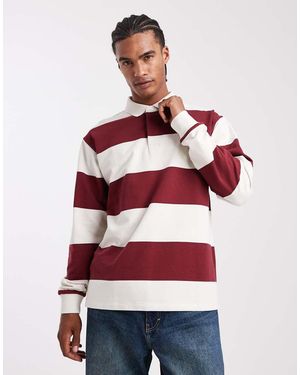 New Look Stripe Rugby Polo Shirt - Red