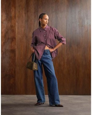 Noisy May Alexa Mid Rise Wide Leg Jeans - Brown