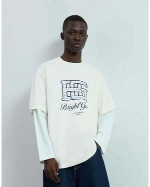 Bershka Short Sleeve T-shirt With Print - White