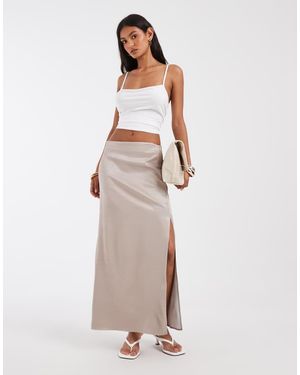 ASOS Sheer Split Side Maxi Skirt - Natural