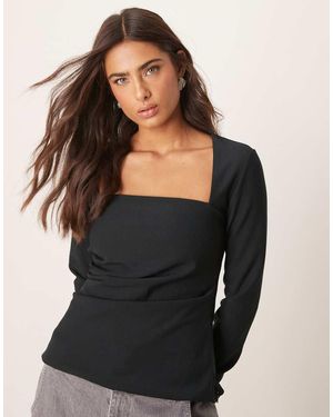 Abercrombie & Fitch Square Neck Long Sleeve Top - Black